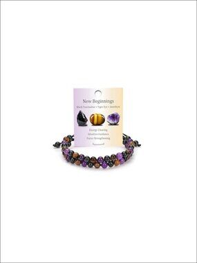 Natural Stone Beaded Bracelet Double Layer Adjustable Drawstring